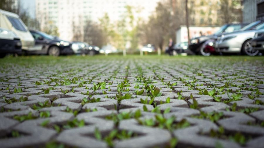 grass concrete parking